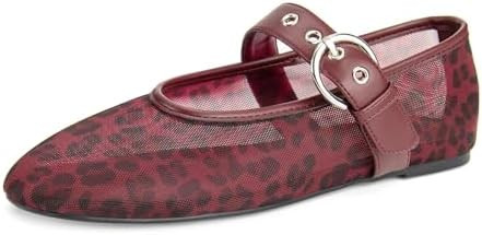 Leopard Flats for Women Mesh Flats Ballet Flats Mary Jane Flats Women's Dress Shoes Ballet Shoes | Amazon (US)