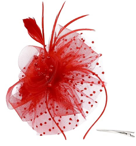 Fascinators Hats for Women Tea Party Headband Kentukyi Derbiy Hats Fascinator Headpiece Red at Am... | Amazon (US)