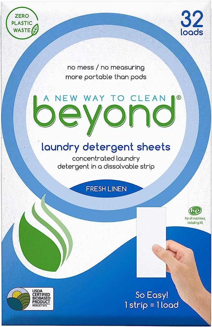 Beyond Concentrated Laundry Detergent Sheets. Zero Plastic Waste (32 Loads) (Fresh Linen) | Amazon (US)