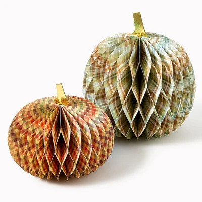 Patterned Honeycomb Pumpkins Set of 2 | Paper Source