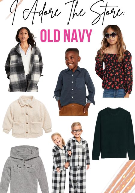 Old Navy!!
- cozy waffle textured crew neck for men 
- printed flannel long utility Shacket for women 
- long sleeve smocked floral print cutout bow top for girls 
- patterned poplin built in flex shirt for boys 
- unisex matching print pajama set for toddler 
- utility henley pocket hoodie for toddler boys 
- cozy Sherpa shacket for toddler girls 

- 

#LTKCyberweek #LTKfamily #LTKkids