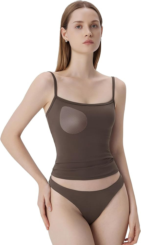 SUUKSESS Women Built in Bra Tank Tops Double Line Going Out Basic Square Neck Camisole Top | Amazon (US)