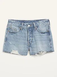 High-Waisted Button-Fly O.G. Straight Distressed Cut-Off Jean Shorts for Women -- 1.5-inch inseam | Old Navy (US)