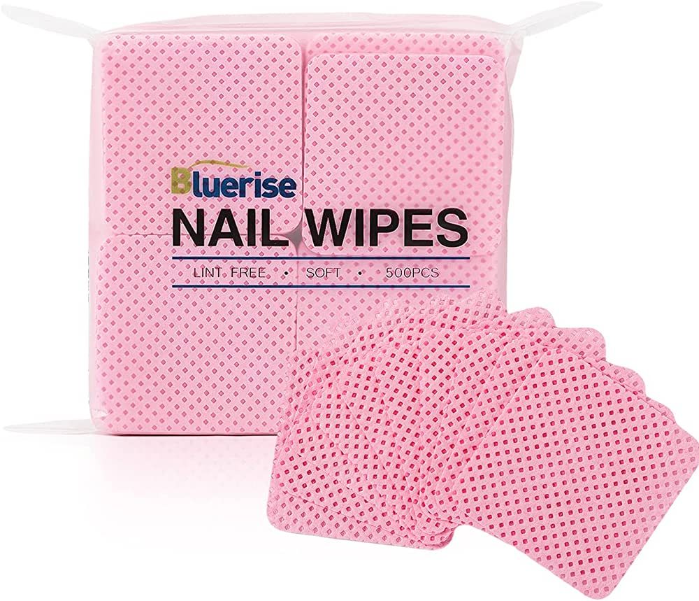 BLUERISE Lint Free Nail Wipes Pink 600pcs Gel Nail Polish Remover Pads Lash Extensions Glue Clean... | Amazon (US)