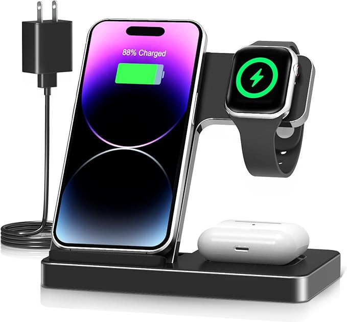 Wireless Charger iPhone Charging Station: 3 in 1 Charger Stand Multiple Devices for Apple - iPhon... | Amazon (US)