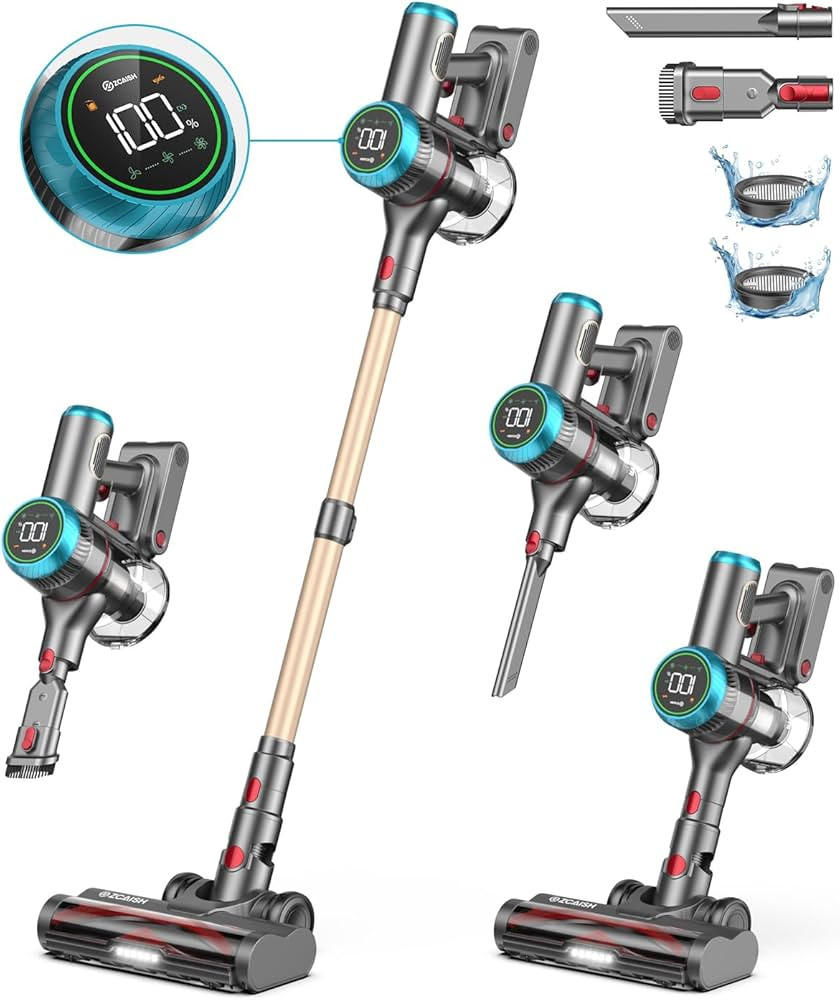 Cordless Vacuum Cleaner, 550W/45Kpa Stick Vacuum with Smart Display, MAX 60Mins Vacuum Cleaners f... | Amazon (US)