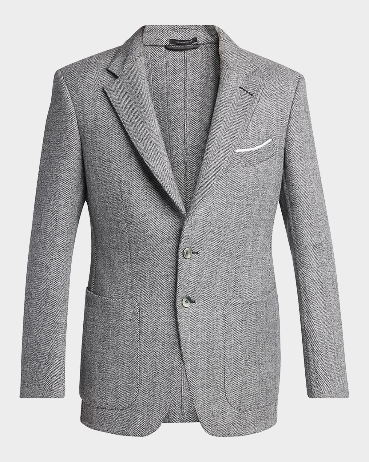 Men & apos;s Sharkskin Herringbone Double Splittable Jacket | Neiman Marcus