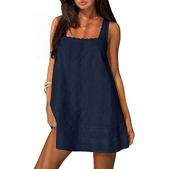 FOMELY Womens Square Neck Cotton Sundress Casual Summer Mini Dress 2026 | Amazon (US)