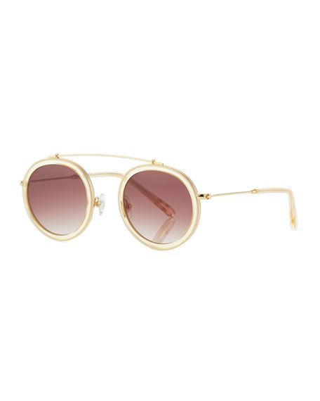 Conti Gradient Aviator Sunglasses, Champagne | Neiman Marcus