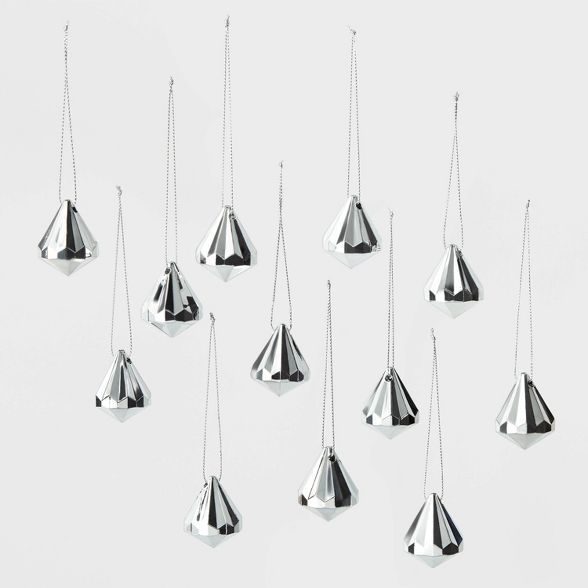 12ct Acrylic Diamonds Christmas Ornament Set Silver - Wondershop™ | Target