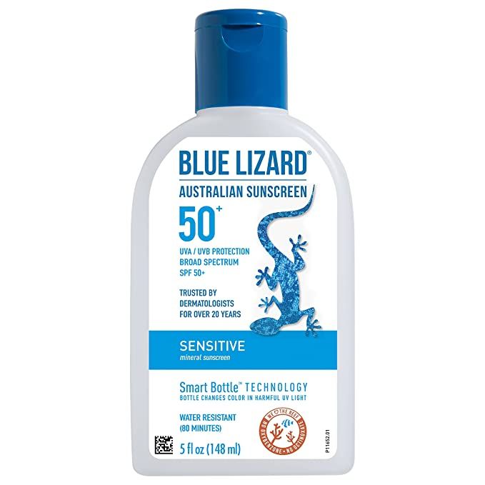 BLUE LIZARD Sensitive Mineral Sunscreen with Zinc Oxide, SPF 50+, Water Resistant, UVA/UVB Protec... | Amazon (US)