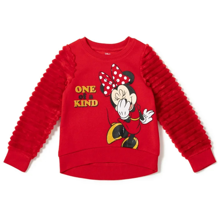 Disney Minnie Mouse Little Girls Fleece Fur Sweatshirt Toddler to Big Kid - Walmart.com | Walmart (US)