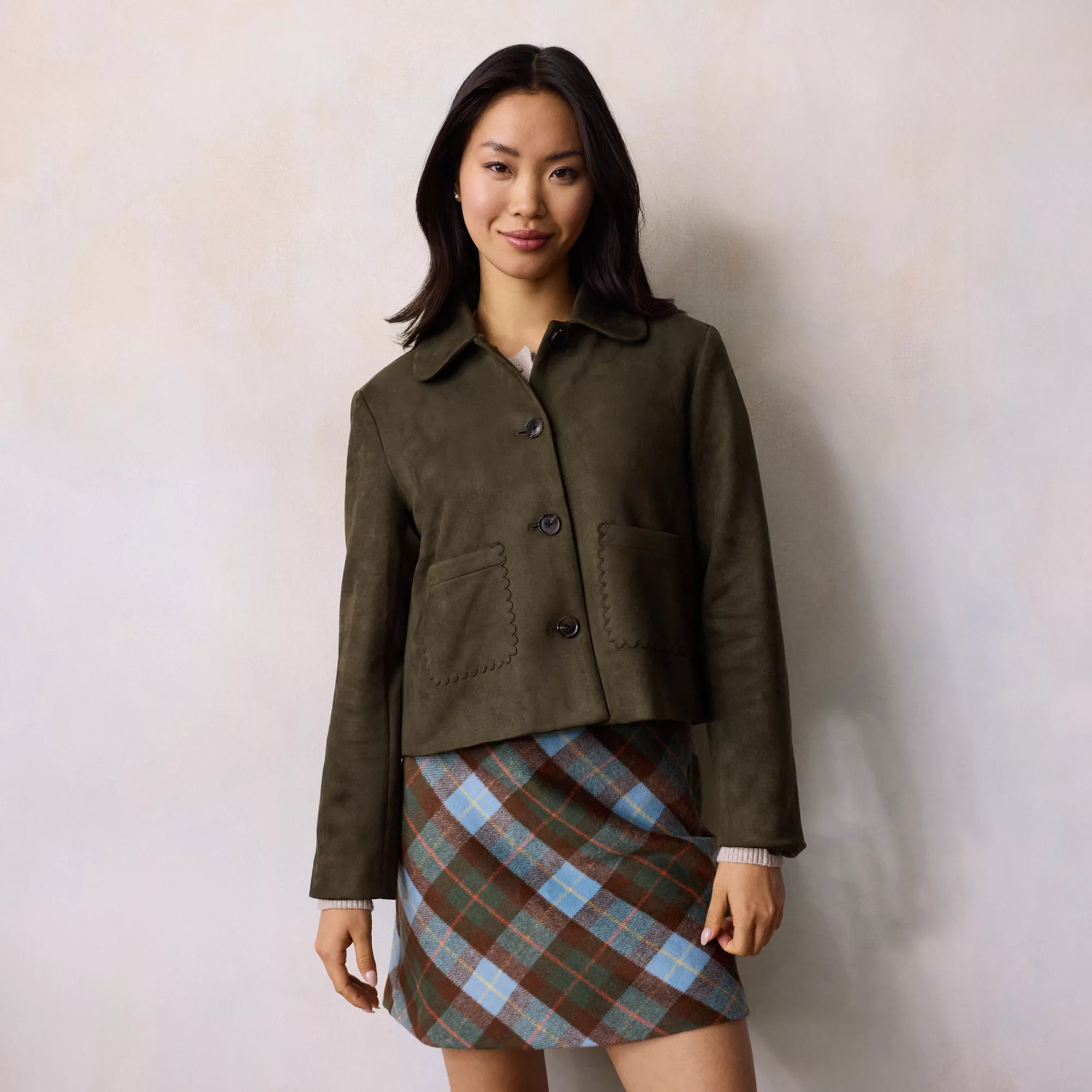 Petite LC Lauren Conrad Swing Faux Suede Jacket, Women's, Size: XXL Petite, Virginia Green | Kohl's