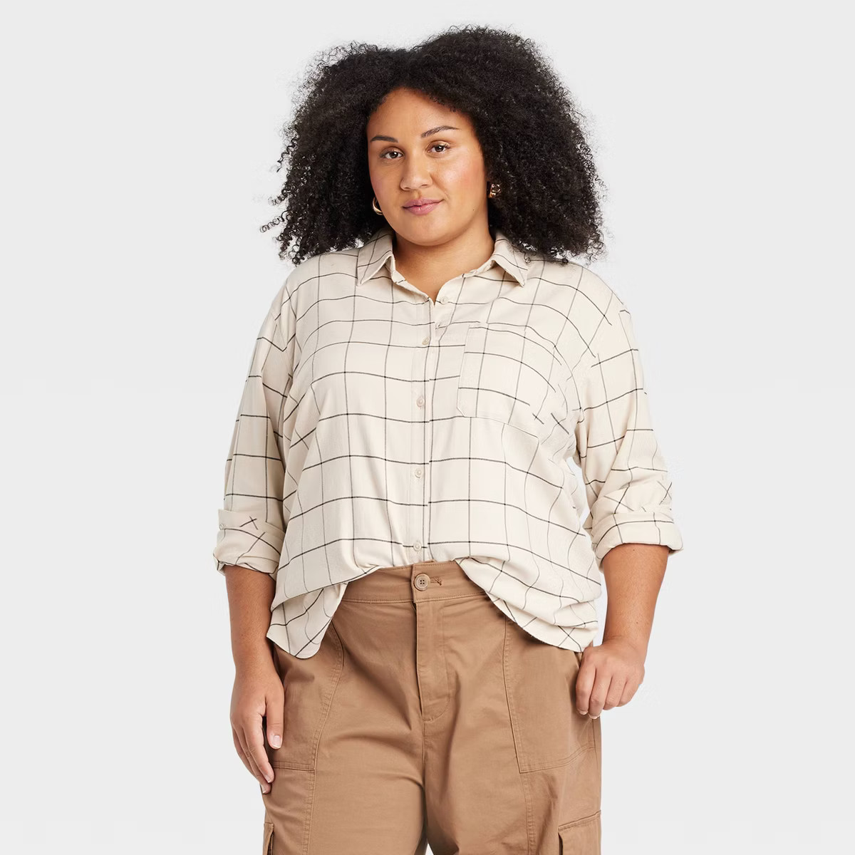 Women's Long Sleeve Flannel Button-Down Shirt - Ava & Viv™ | Target