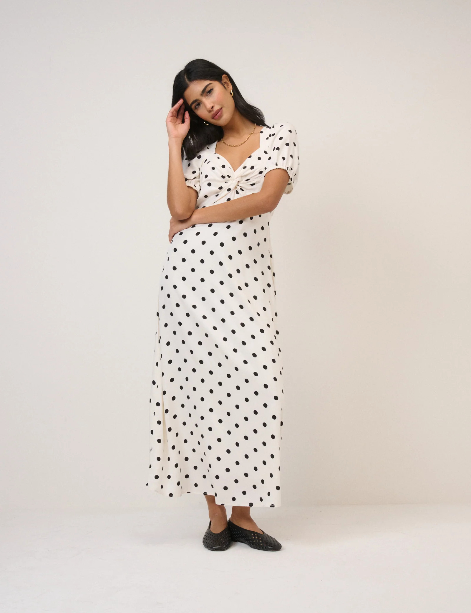 White Polka Dot Tyla Midi Dress | Nobody's Child