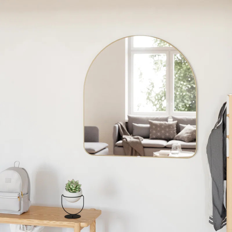 Hubba Arched Wall Mirror with Metallic Frame for Bathroom, Entryway, Living Room | Wayfair North America