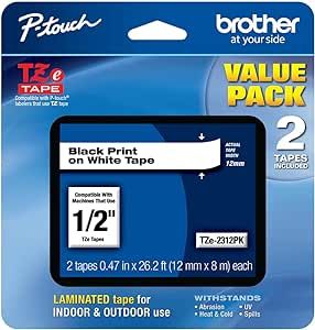 Brother Genuine P-touch, TZe-231 2 Pack Tape (TZE2312PK) ½”(0.47”) x 26.2 ft. (8m) 2-Pack La... | Amazon (US)