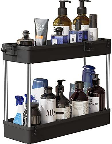 SPACEKEEPER Under Sink Organizers Storage, Bathroom Under Sink Shelf Basket, 2 Tier Bath Organizers  | Amazon (US)