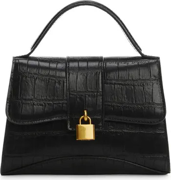 MANGO Padlock Croc Embossed Envelope Top Handle Bag | Nordstrom | Nordstrom