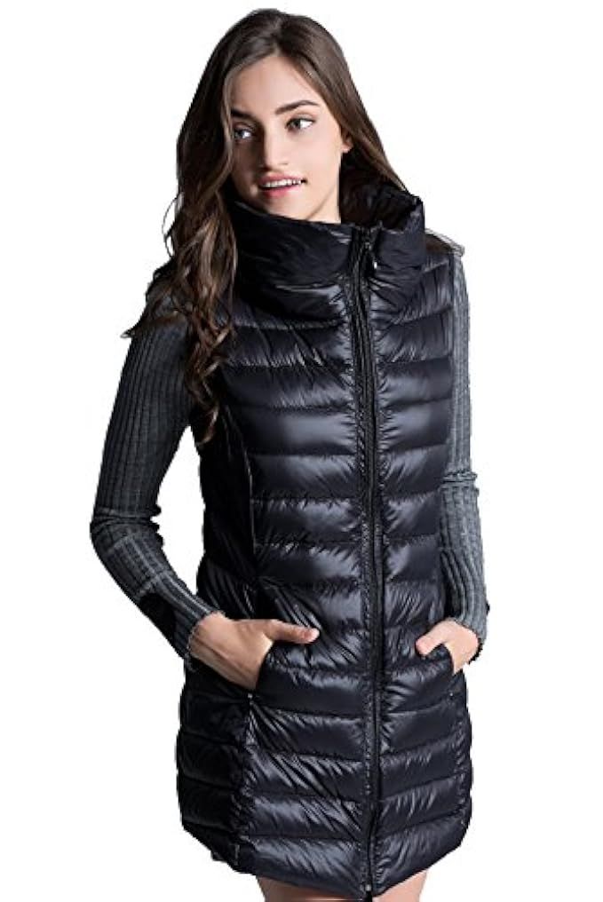 Women's Mid Long Down Vest Lightweight Puffer Vest Coat Jacket Stylish Windbreaker | Amazon (US)