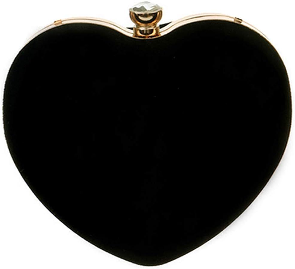 Goclothod Women Heart Shape Clutch Purse Velvet Shoulder Bag Evening Handbags | Amazon (US)