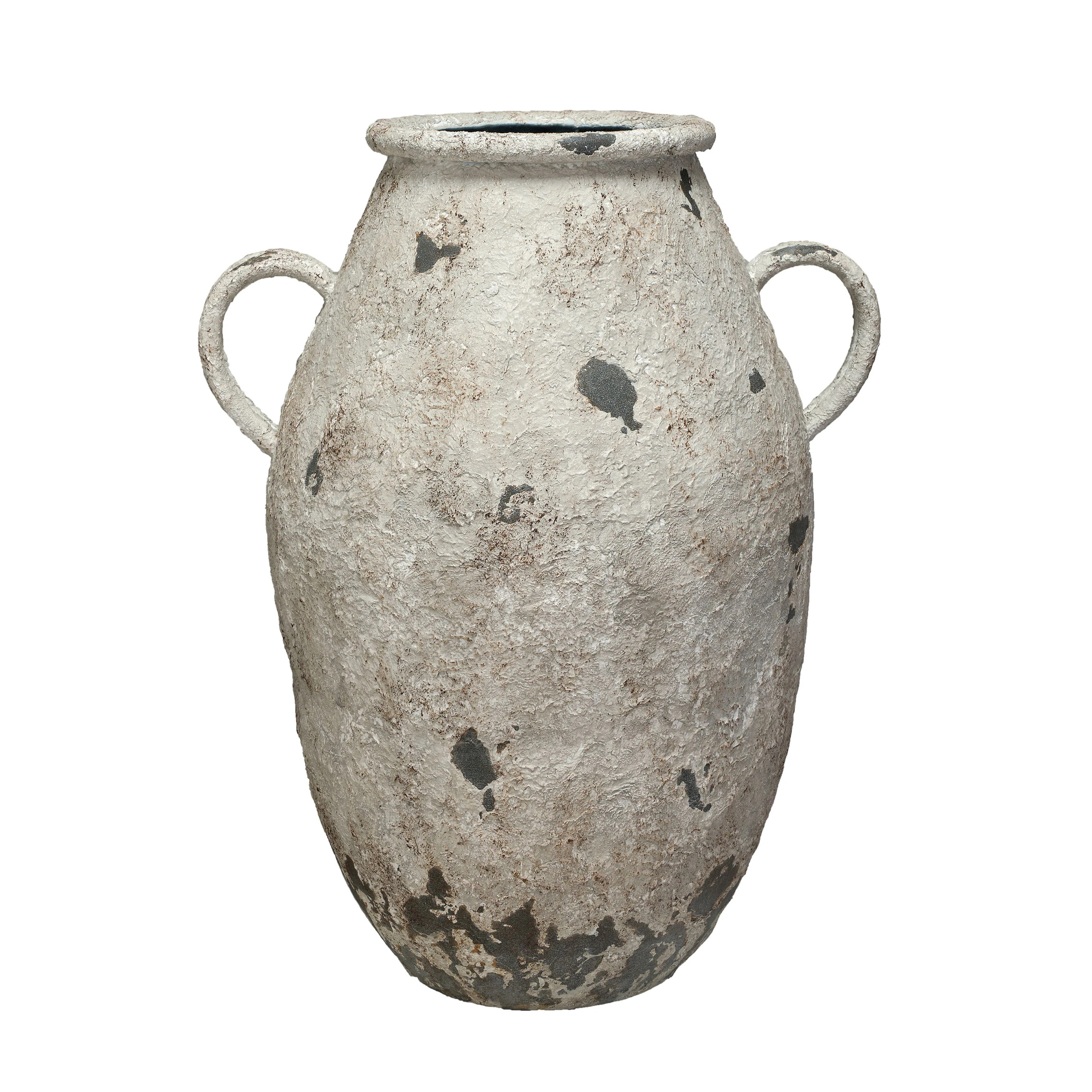 Heavily Distressed Metal Urn With Handles | Wayfair North America