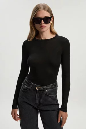 Wool Blend Crew Neck Long Sleeve Top | Karen Millen UK + IE + DE + NL