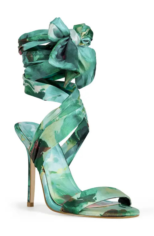AZALEA WANG Elzon Ankle Wrap Sandal in Green at Nordstrom, Size 7.5 | Nordstrom