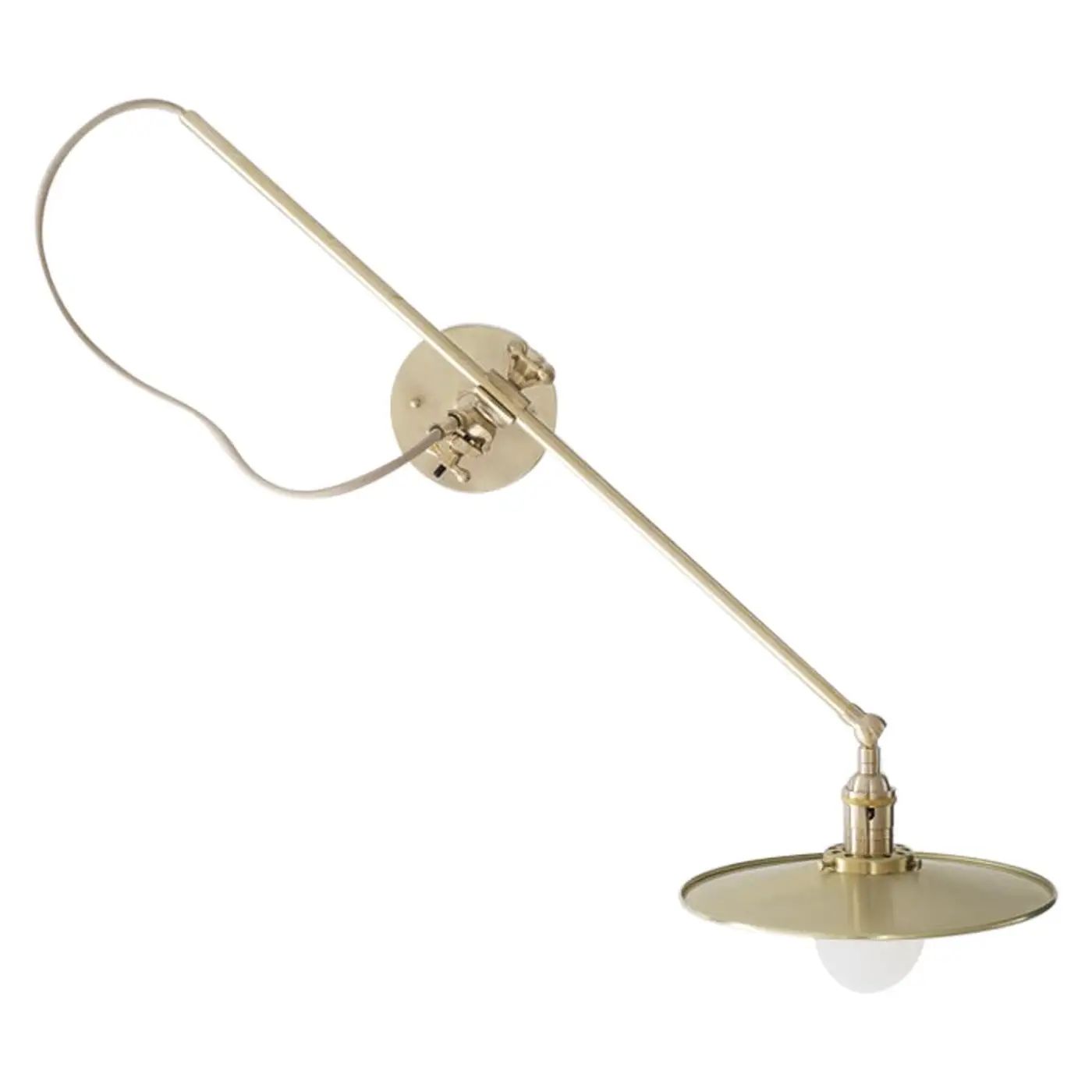 Workstead Hardwired Wall Lamp in Brass with Adjustable Spun Brass Shade | 1stDibs