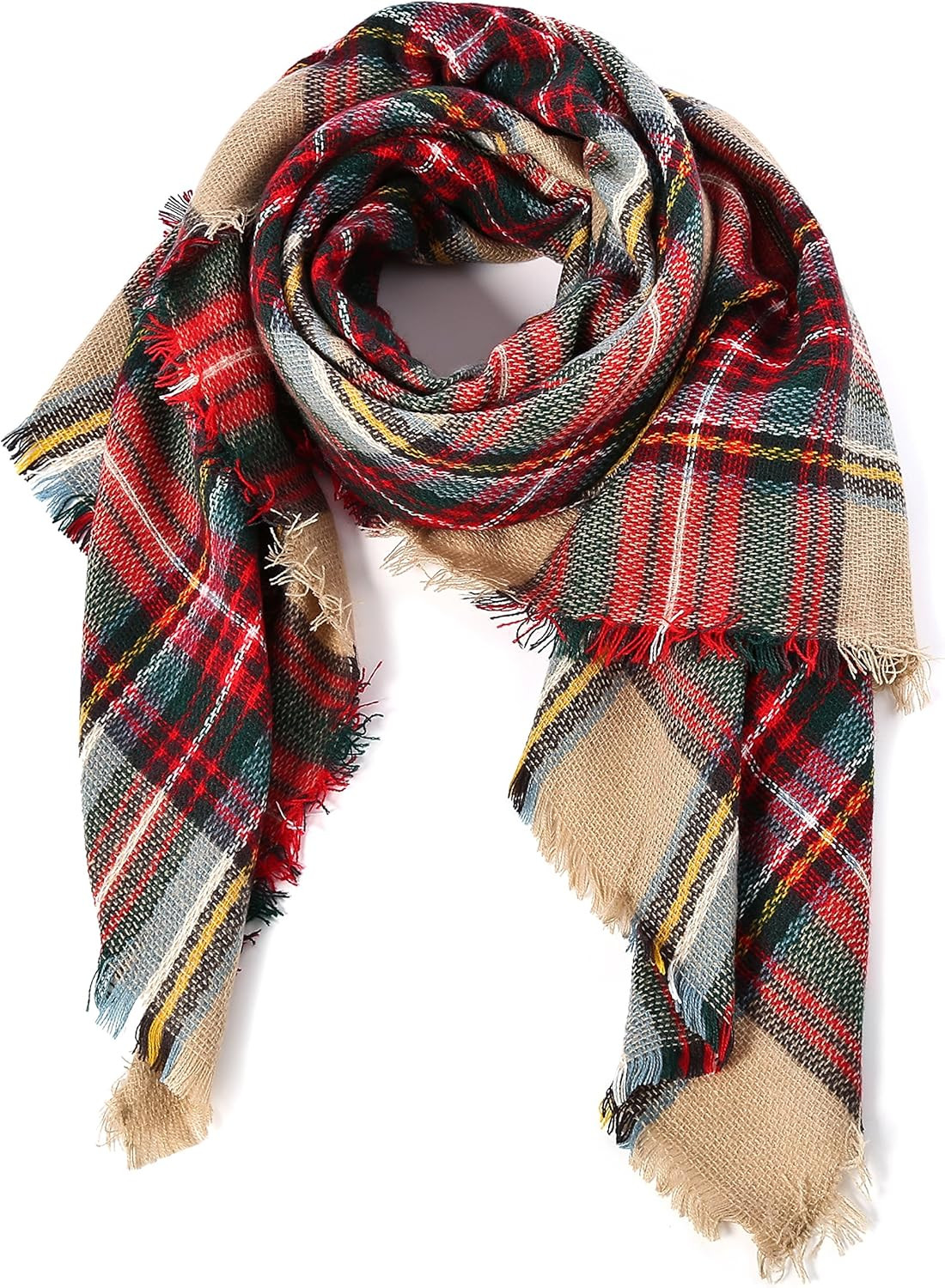 Women's Fall Winter Scarf Classic Tassel Plaid Scarf Warm Soft Chunky Large Blanket Wrap Shawl Sc... | Amazon (US)