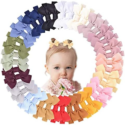 40pcs 2 Inches Grosgrain Ribbon Hair Bows Alligator Clips Mini Hair Barrettes Hair Accessories fo... | Amazon (US)