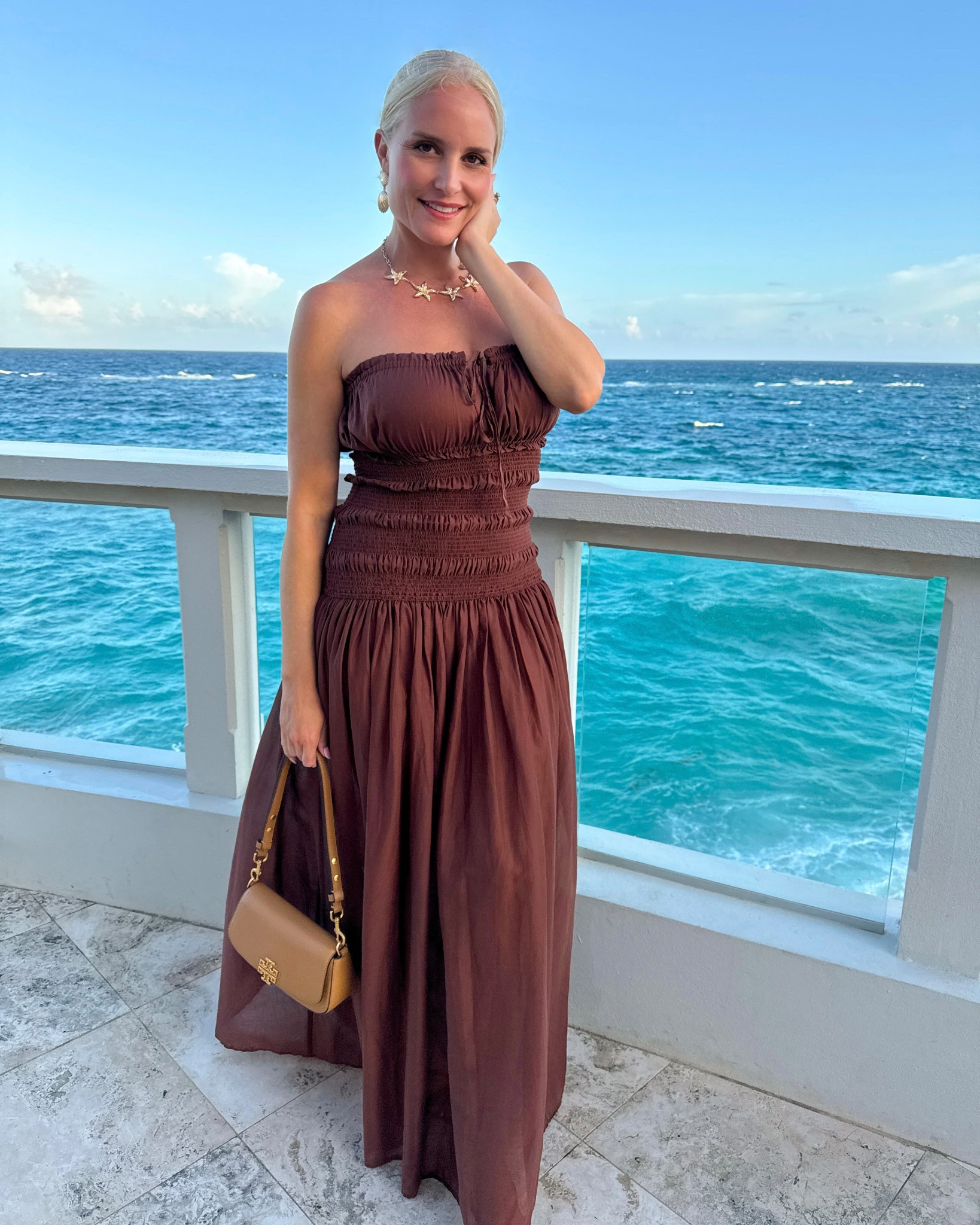 The perfect chocolate brown maxi dress for fall. This ultra lightweight 100% cotton voile fabric makes it the perfect option for a resort night. I wore this to a full moon dinner by the sea in Bermuda. This dress is layered but semi see-through so could also be worn as a cover-up. Obsessed! So high-quality. And I also linked a very similar more affordable option below!

#LTKTravel #LTKSeasonal #LTKStyleTip