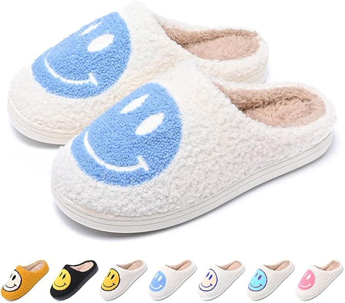 AIMINUO Women's Men's Retro Smiley Face Slippers Comfy Warm Plush Slip-On House Slipper for Winte... | Amazon (US)