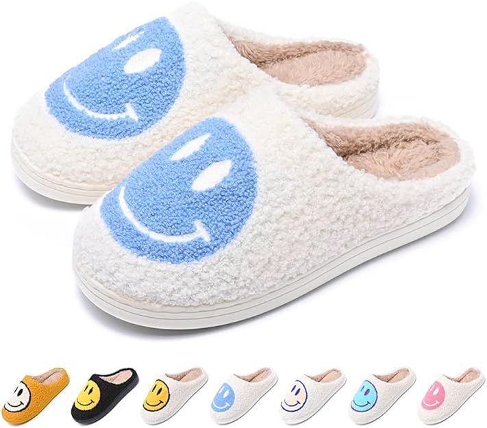 AIMINUO Women's Men's Retro Smiley Face Slippers Comfy Warm Plush Slip-On House Slipper for Winte... | Amazon (US)