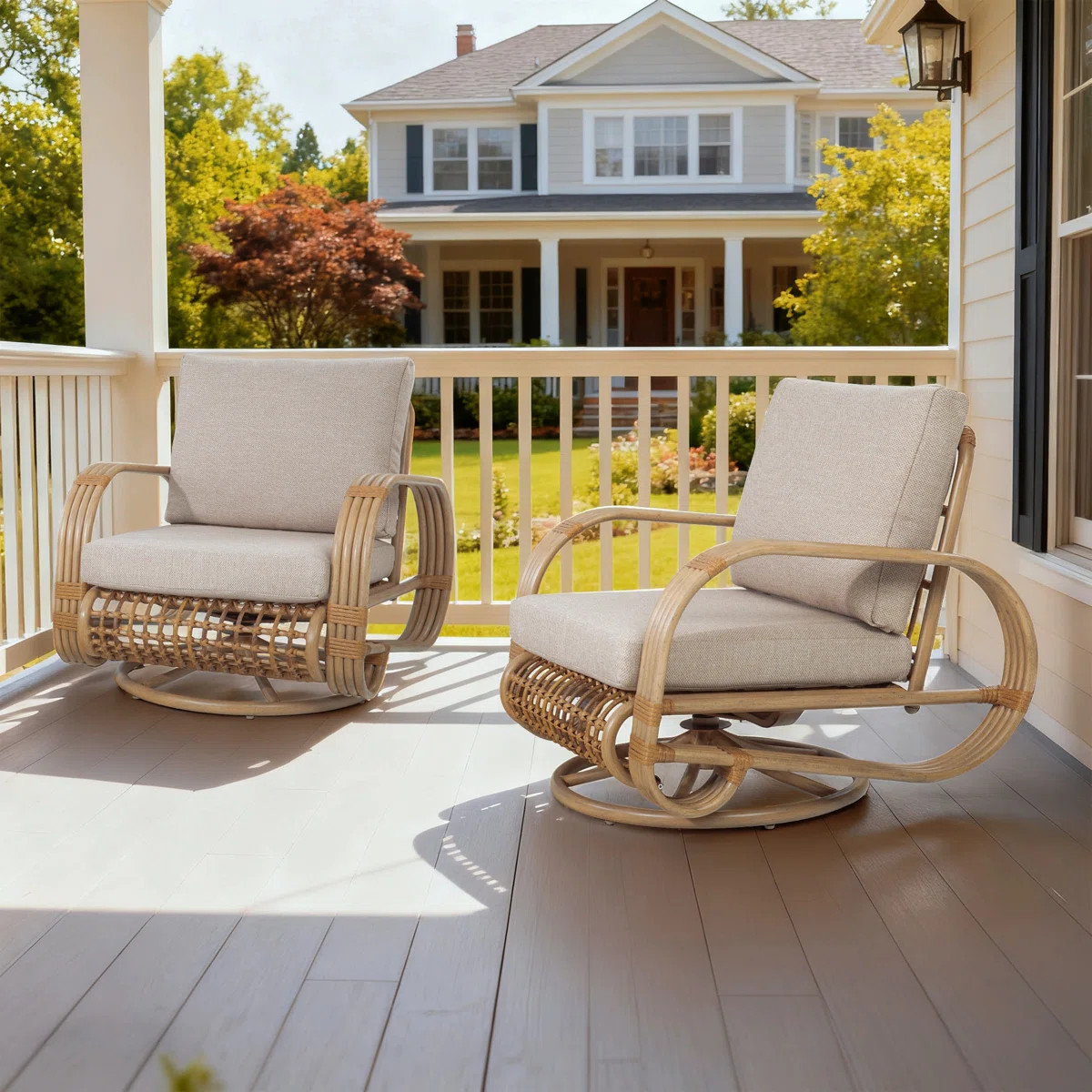 Aluminum Patio Swivel Club Chairs Lounge Chairs With Olefin Cushions (Set Of 2) | Wayfair North America