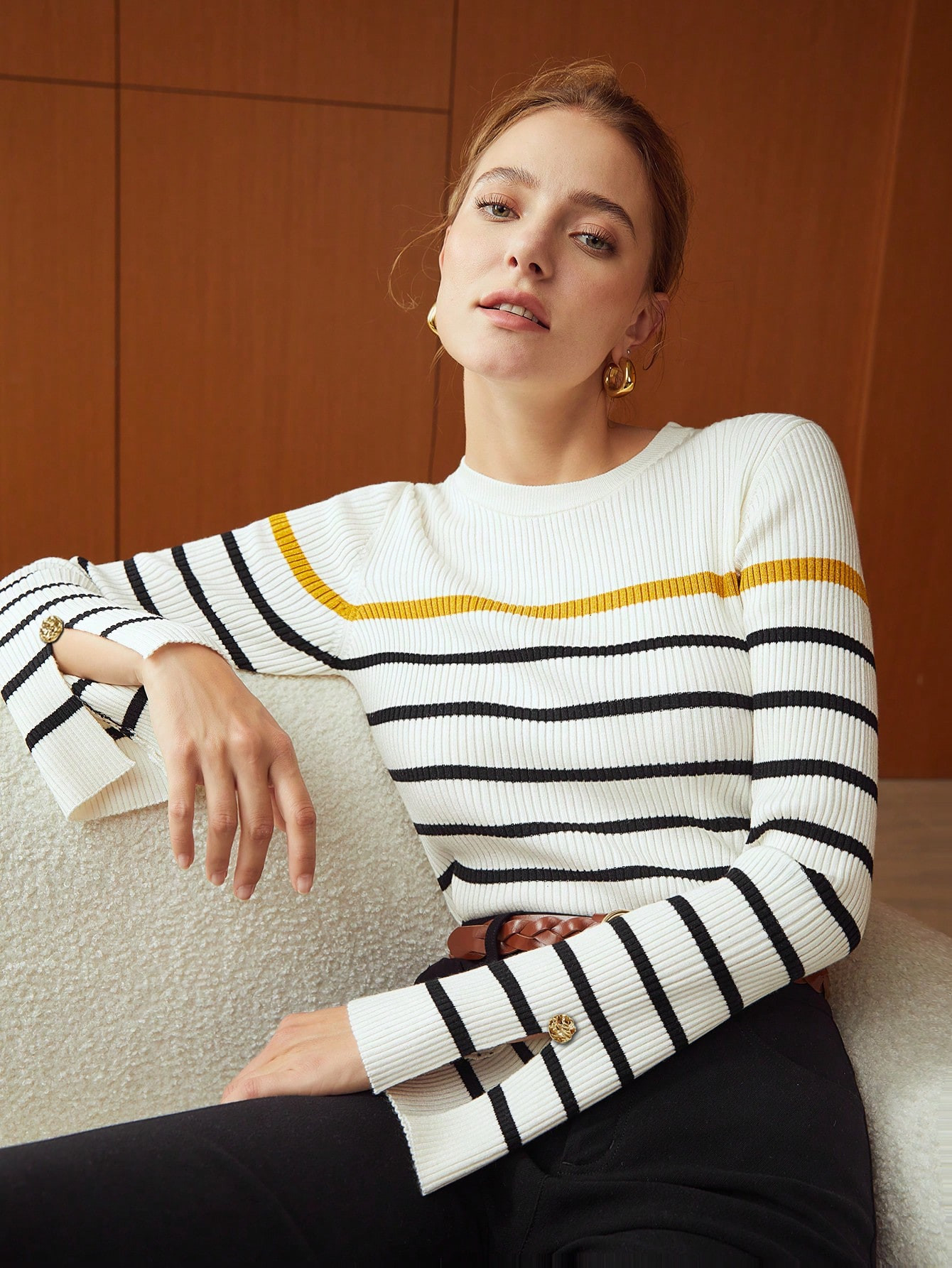 MOTF PREMIUM WOOL MIX SLIM FIT SPLIT SLEEVE SWEATER | SHEIN