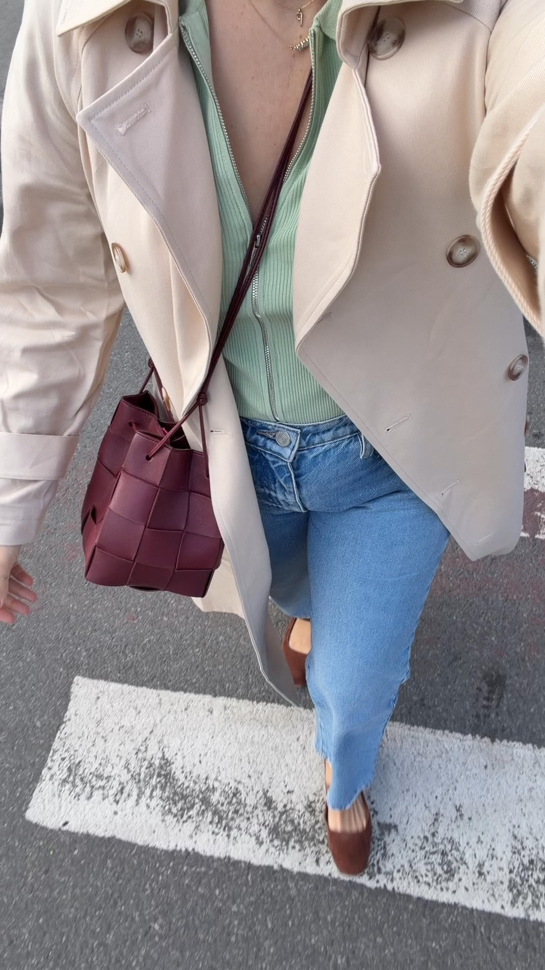 Spring outfit. @SEZANE trench sanctuary mint top. FRAME jeans @Madewell flats bottega bag via @Vivrelle 

#LTKdayinmylife #LTKootd #LTKgrwm