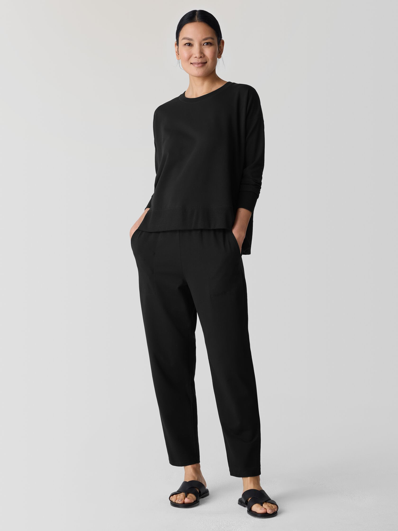 Pima Cotton Stretch Jersey Tapered Pant | Eileen Fisher