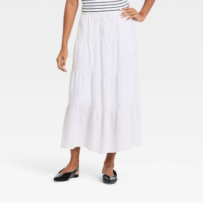 Women's Tiered Skirt - A New Day™ White M | Target