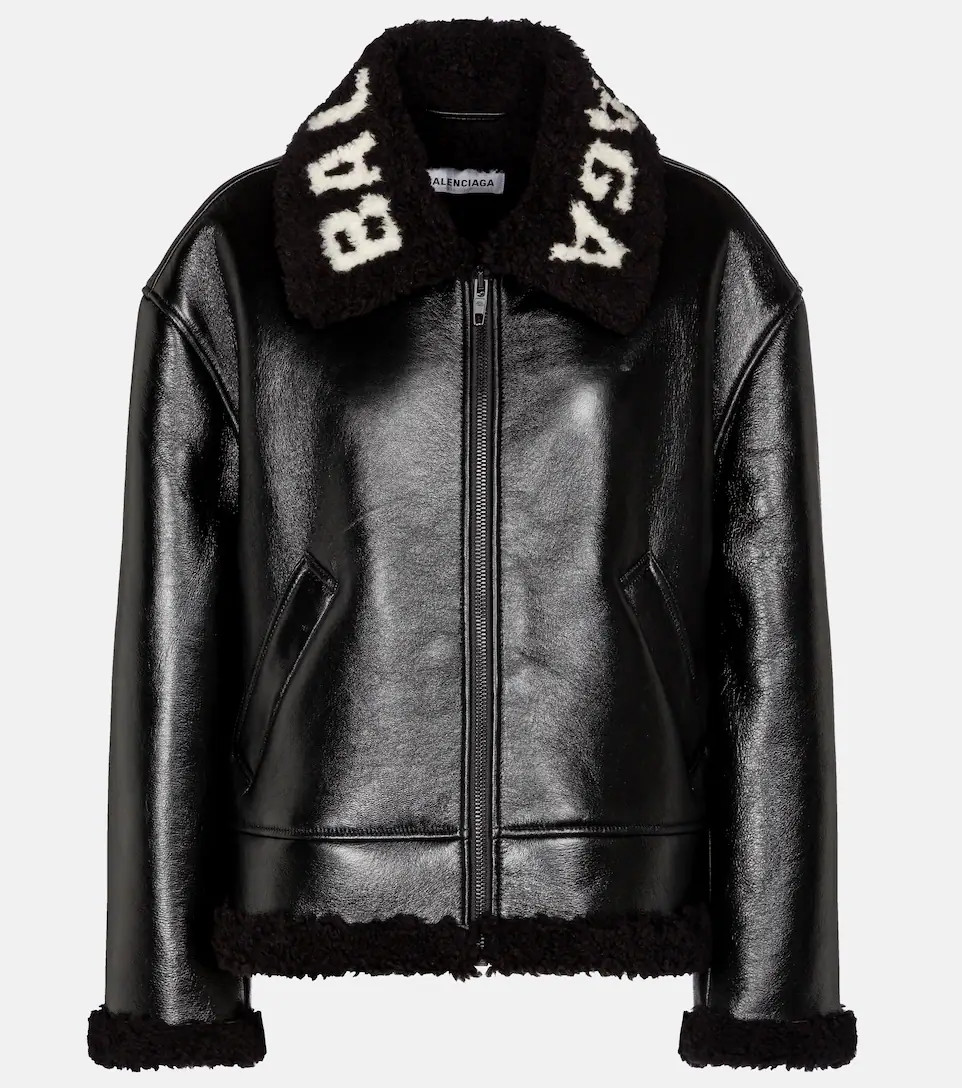 Logo shearling and leather jacket | Mytheresa (US/CA)