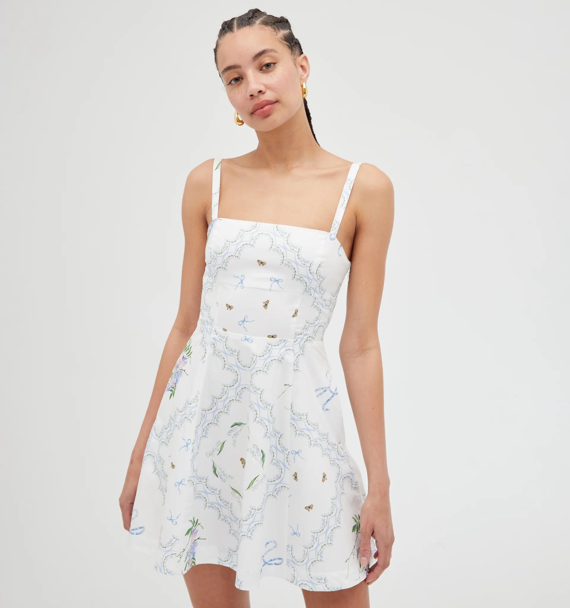 The Margot Mini Dress - White Floral Patchwork | Hill House Home