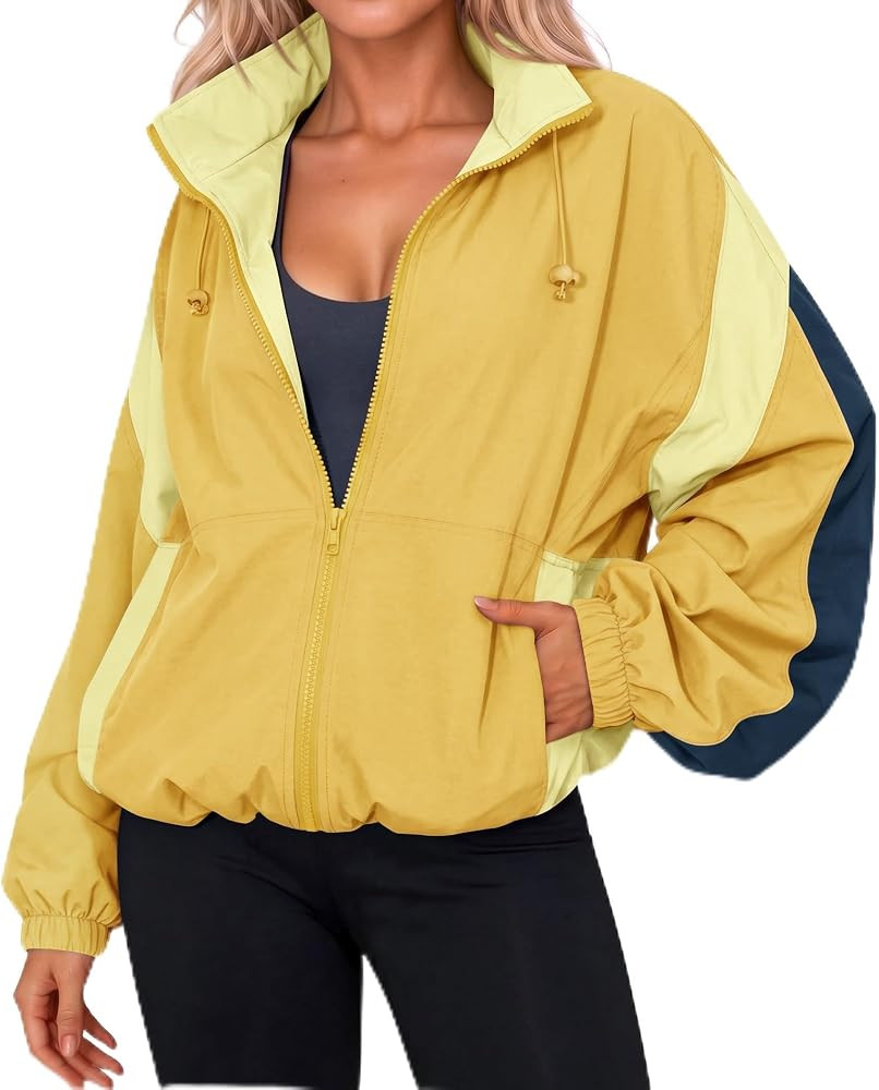 Yousify Womens Lightweight Windbreaker Outdoor Hiking Hooded Casual Jacket | Amazon (US)