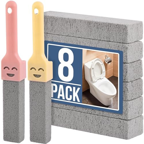 Navona 8 Pack Pumice Stone Scouring Sticks with 2 Universal Handles, Grey Pumice Stone Cleaner for Cleaning Toilets, Bathrooms, Kitchens, Spas and Pools | Amazon (US)