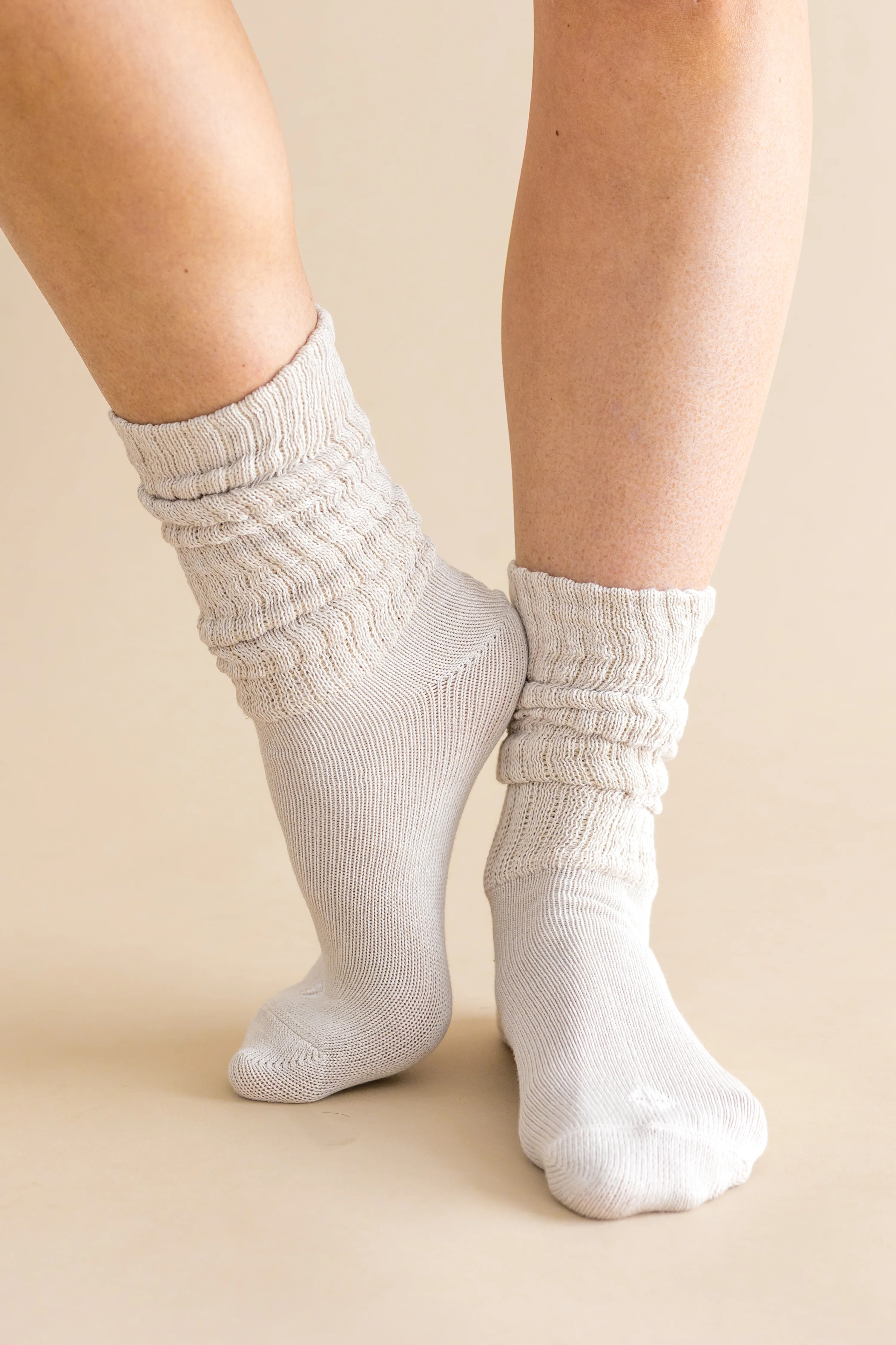 Adult Scrunch Socks in Oat | Bamboo Socks | Kyte Living | Kyte Living