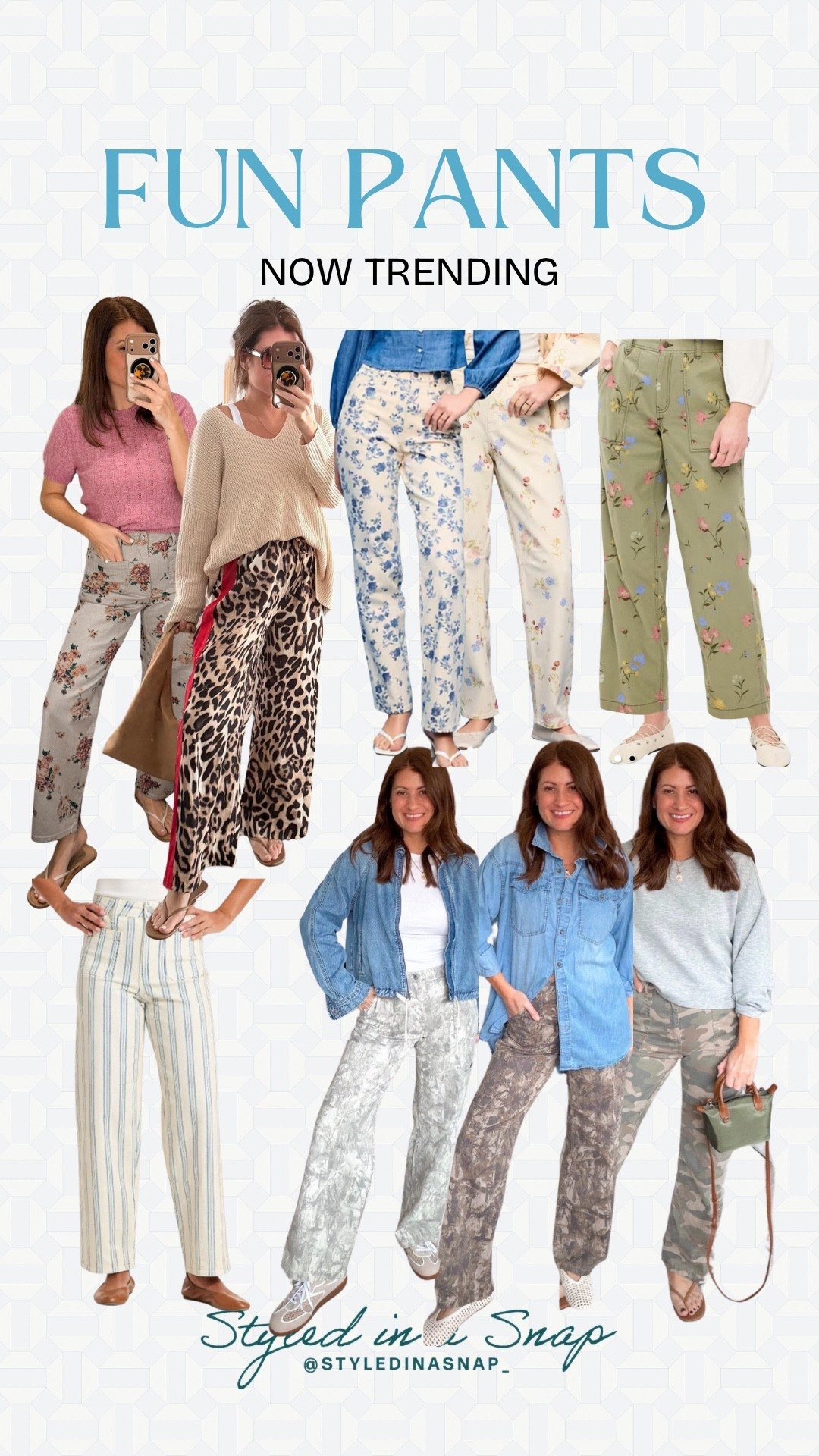 Fun pants are trending and I am completely obsessed with this this trend. From floral jeans at Old Navy and Target to camo pants at Walmart and the cutest leopard pants with red stripes from Amazon these prove being on trend doesn’t have to break the bank! 
Floral jeans, leopard pants

#LTKSeasonal #LTKPetite #LTKOver40