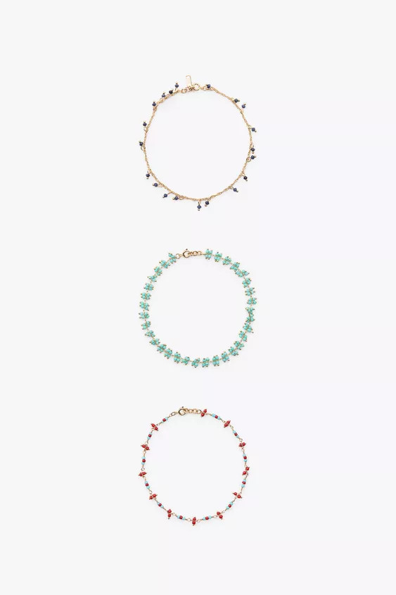 3-PACK OF BEADED ANKLE BRACELETS | Zara US