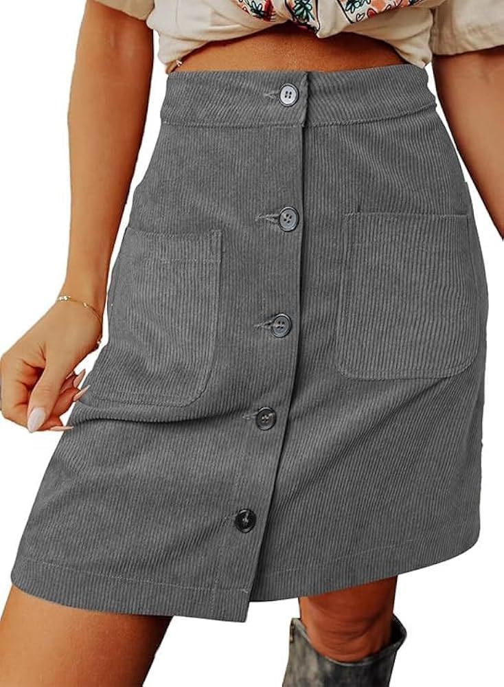 Happy Sailed Womens Corduroy Skirts Fall Winter High Waisted Button Down A-line Short Mini Skirt ... | Amazon (US)