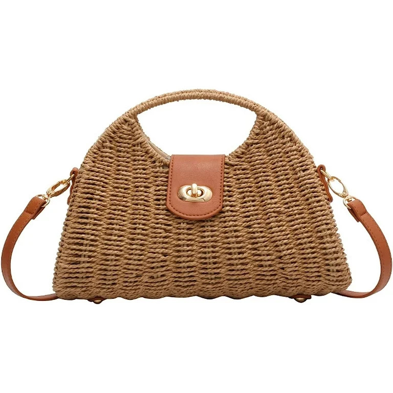 Kukuzhu Straw Handbags Women Summer Beach Tote Bag Hand Purse Vintage Wicker Woven Basket Boho Ra... | Walmart (US)