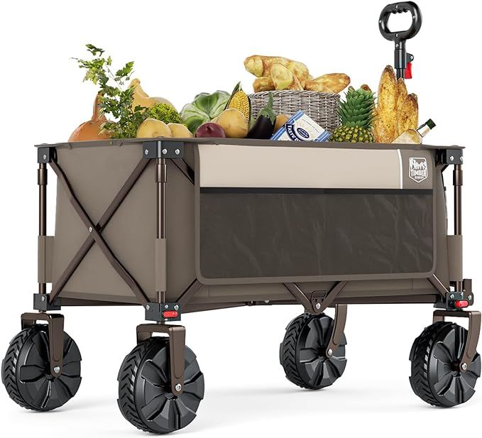 TIMBER RIDGE Outdoor Collapsible Wagon Utility Folding Cart Heavy Duty All Terrain Wheels for Sho... | Amazon (US)