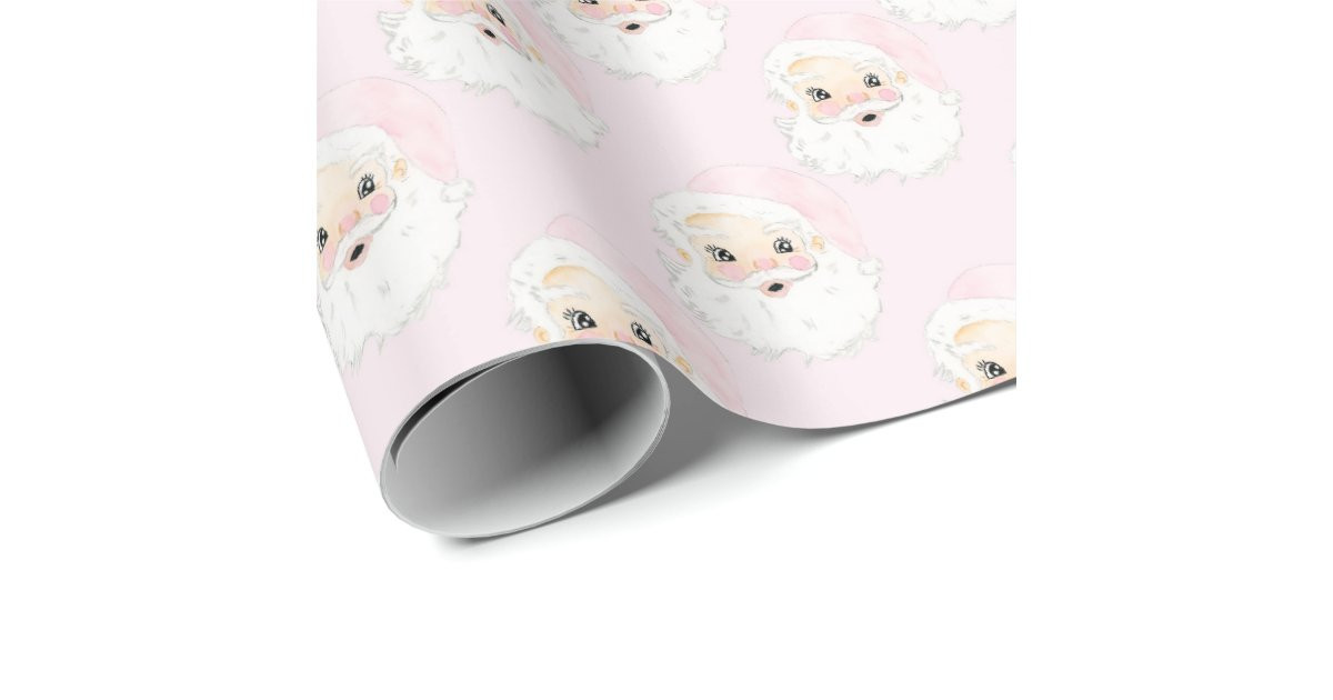 Vintage Pink Santa Wrapping Paper  | Zazzle | Zazzle